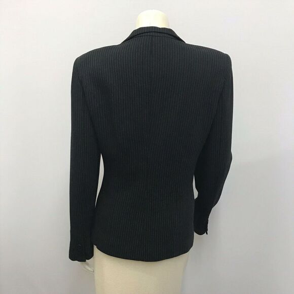 Armani Collezioni Jacket Black With White Pinstripes Classic Made‎ in Italy 10 - Picture 3 of 6